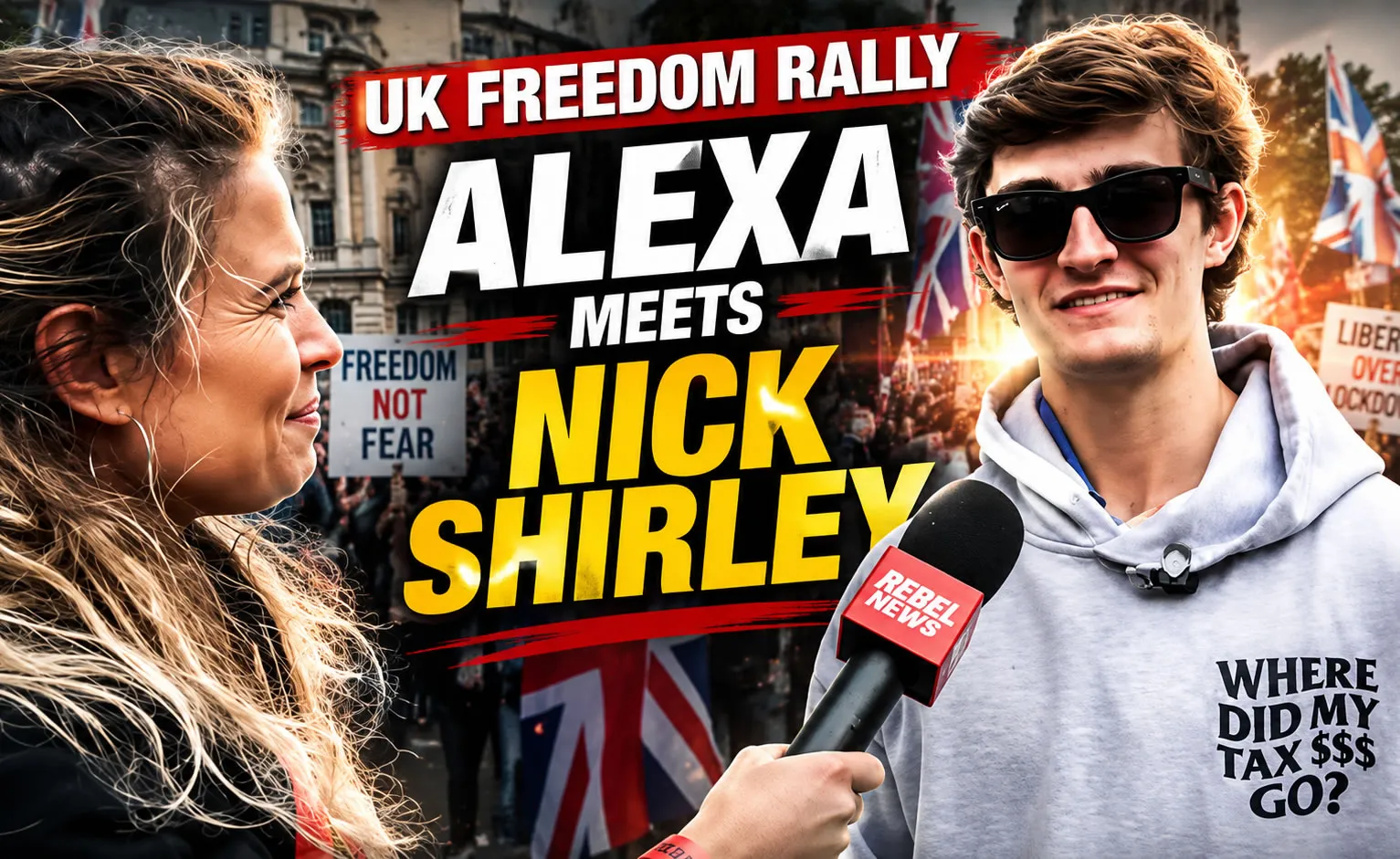 Nick Shirley Links Up With Alexa Lavoie at Tommy Robinson’s Massive “Unite The Kingdom” Rally